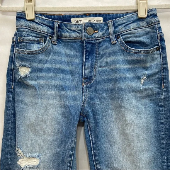 BKE STELLA MID RISE SLIM FIT ANKLE DISTRESSED JEANS - Picture 4 of 12